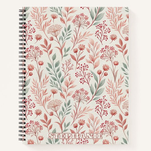 Pink Cherry Blossom, Blumenmuster und Blätter Must Notizblock (Vorderseite)