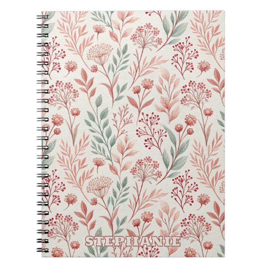 Pink Cherry Blossom, Blumenmuster und Blätter Must Notizblock (Vorderseite)