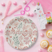 Pink Cherry Blossom, Blumenmuster und Blätter Must Pappteller (Party)