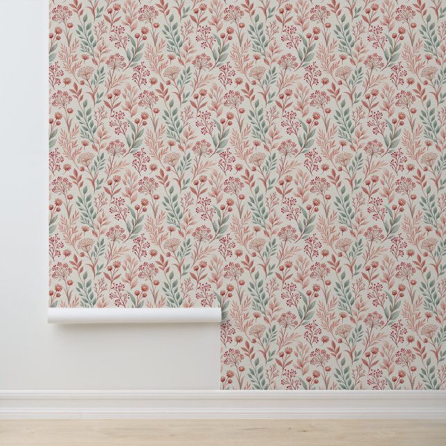 Pink Cherry Blossom, Blumenmuster und Blätter Must Tapete (Anwendung)