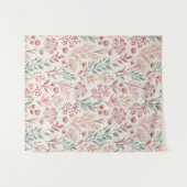 Pink Cherry Blossom, Blumenmuster und Blätter Must Wandteppich (Vorderseite (Horizontal))