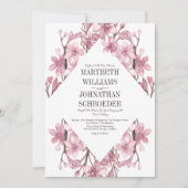 Pink Cherry Blossom Blumenrahmen Hochzeit Einladung (Vorderseite)