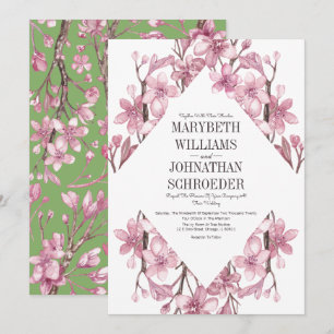 Pink Cherry Blossom Blumenrahmen Hochzeit Einladung