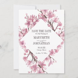 Pink Cherry Blossom Blumenrahmen Save the Date