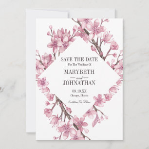 Pink Cherry Blossom Blumenrahmen Save the Date