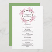Pink Cherry Blossom Blumenreath Wedding Programm (Vorne/Hinten)