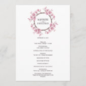 Pink Cherry Blossom Blumenreath Wedding Programm (Vorderseite)