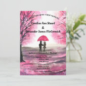 Pink Cherry Blossom Blumenzehen Einladung (Stehend Vorderseite)