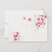 Pink Cherry Blossom Blumenzehen RSVP Karte (Rückseite)