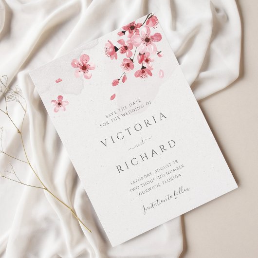 Pink Cherry Blossom Blumenzehen Save The Date