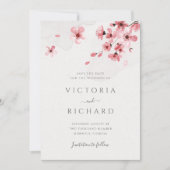 Pink Cherry Blossom Blumenzehen Save The Date (Vorderseite)