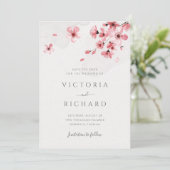 Pink Cherry Blossom Blumenzehen Save The Date (Stehend Vorderseite)