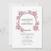 Pink Cherry Blossom Blumenzeremonie Einladung (Vorderseite)