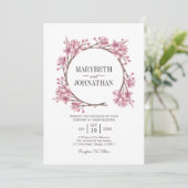 Pink Cherry Blossom Blumenzeremonie Einladung (Stehend Vorderseite)