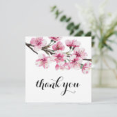 Pink Cherry Blossom Botanisches Brautparty Dankeskarte (Stehend Vorderseite)