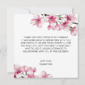 Pink Cherry Blossom Botanisches Brautparty Dankeskarte (Rückseite)