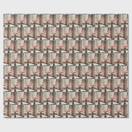 Pink Cherry Blossom Bouquet Geschenkpapier (Flach)
