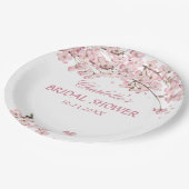 Pink Cherry Blossom Brautparty Papierplatte Pappteller (Schrägansicht)