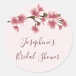 Pink Cherry Blossom Brautparty Runder Aufkleber