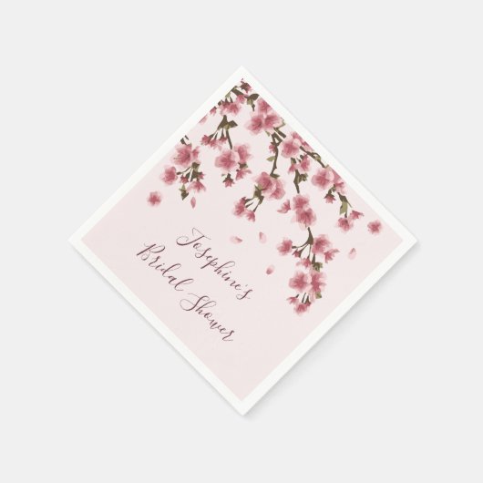 Pink Cherry Blossom Brautparty Serviette (Ecke)