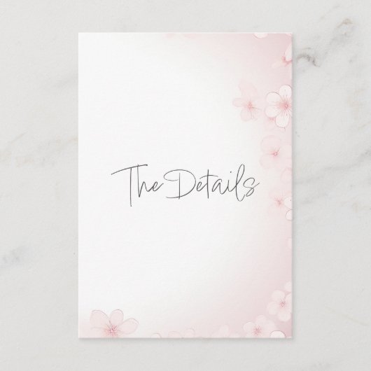 Pink Cherry Blossom Die Details Umschließkarte Begleitkarte (Vorderseite)