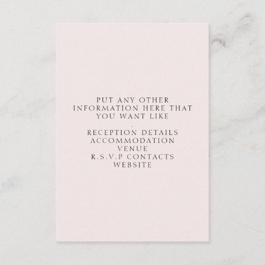 Pink Cherry Blossom Die Details Umschließkarte Begleitkarte (Rückseite)