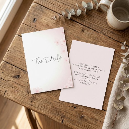 Pink Cherry Blossom Die Details Umschließkarte Begleitkarte