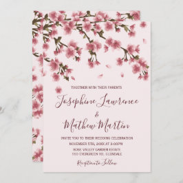 Pink Cherry Blossom Einladung zur Hochzeit