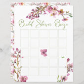Pink Cherry Blossom Elegante Flora Bridal Bingo (Vorne/Hinten)