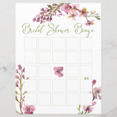Pink Cherry Blossom Elegante Flora Bridal Bingo (Vorderseite)