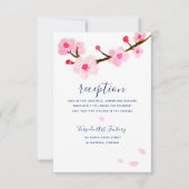 Pink Cherry Blossom Empfang Einladung (Vorderseite)