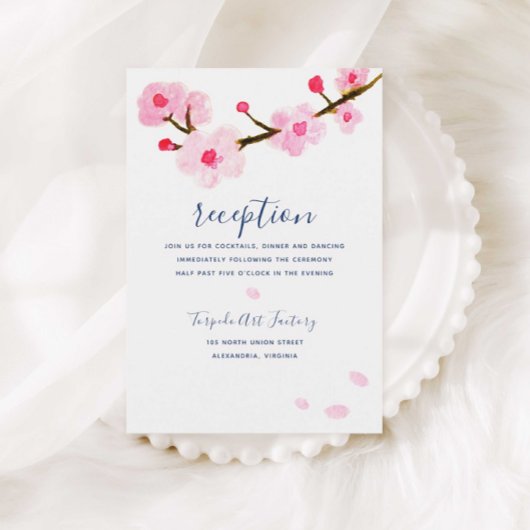 Pink Cherry Blossom Empfang Einladung