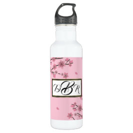 Pink Cherry Blossom Fallende Petals Botanisches Le Edelstahlflasche