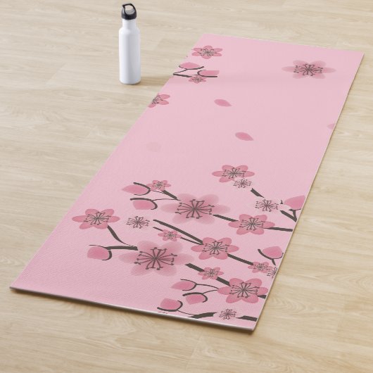 Pink Cherry Blossom Fallende Petals Botanisches Le Yogamatte (Beispiel)