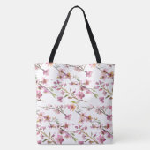 Pink Cherry Blossom Floral Anfangsname Monogramm Tasche (Rückseite)