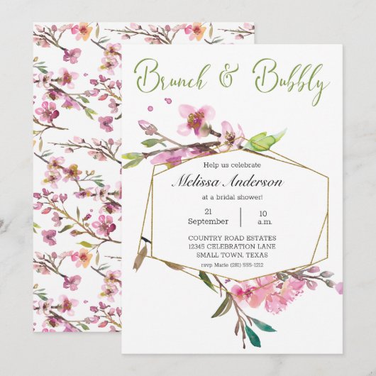 Pink Cherry Blossom Floral Bridal Brunch (Vorne/Hinten)