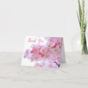 Pink Cherry Blossom Floral Dankeschön Hinweise Dankeskarte