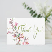 Pink Cherry Blossom floral Elegant Danke Karte (Stehend Vorderseite)