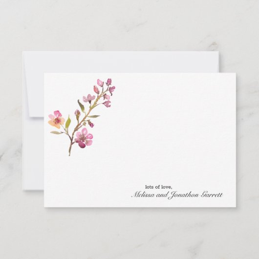 Pink Cherry Blossom floral Elegant Danke Karte (Rückseite)