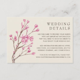 Pink Cherry Blossom Floral Elegante Hochzeit Begleitkarte