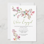 Pink Cherry Blossom Floral Engagement Party Einladung (Vorderseite)