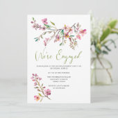 Pink Cherry Blossom Floral Engagement Party Einladung (Stehend Vorderseite)