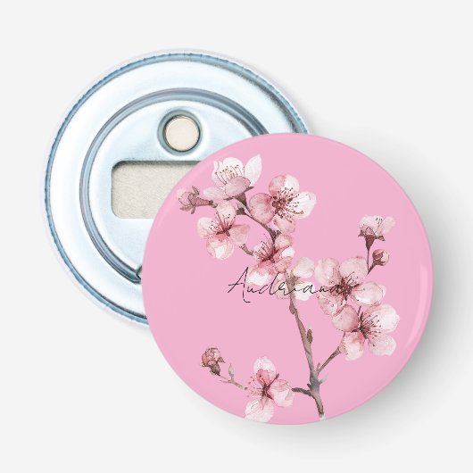 Pink Cherry Blossom Floral Flaschenöffner (Vorderseite)