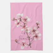 Pink Cherry Blossom Floral Geschirrtuch (Vertikal)