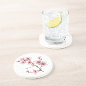 Pink Cherry Blossom Floral Getränkeuntersetzer (Seite)