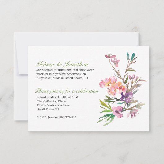 Pink Cherry Blossom Floral Just Married (Rückseite)