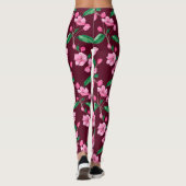 Pink Cherry Blossom Floral Leggings (Rückseite)