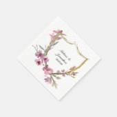 Pink Cherry Blossom Floral Romantische Hochzeit Serviette (Ecke)