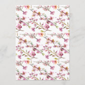 Pink Cherry Blossom Floral Romantisches Hochzeitsm Menükarte (Rückseite)