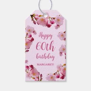 Pink Cherry Blossom Floral Sakura Happy Birthday Geschenkanhänger